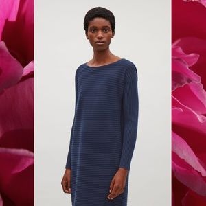 Cos Ribbed Stripe Merino Wool Dress 